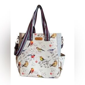 Handmade Bird Print Tote Bag | Zippered Crossbody Purse | Thiz Tizen Handmade